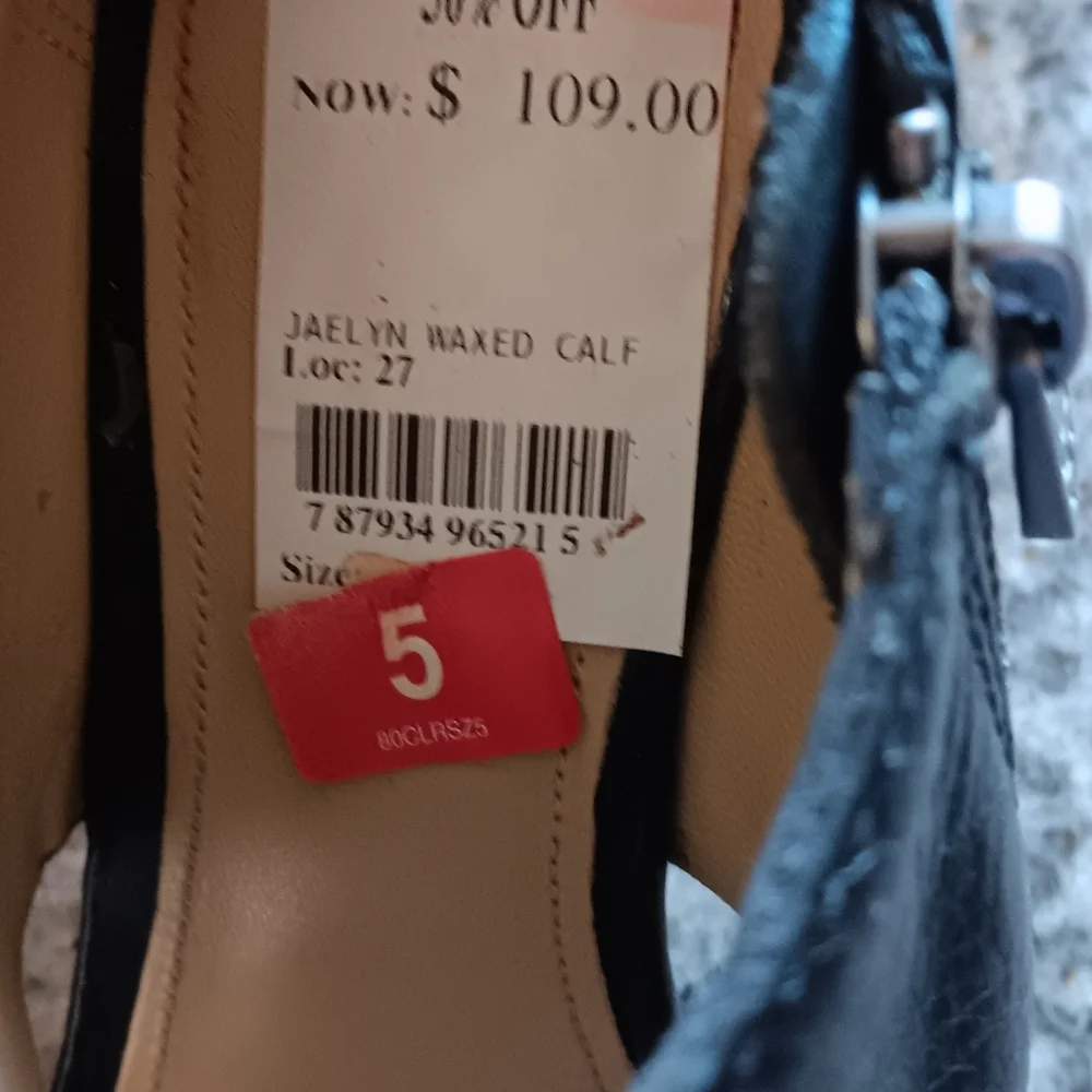 Coach Jaelyn Black Waxed Calf Open Toe Platform Bootie Wedges Size 5B - Picture 8 of 8